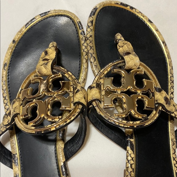 Tory Burch Black and Tan Slide Sandals - Picture 2 of 5